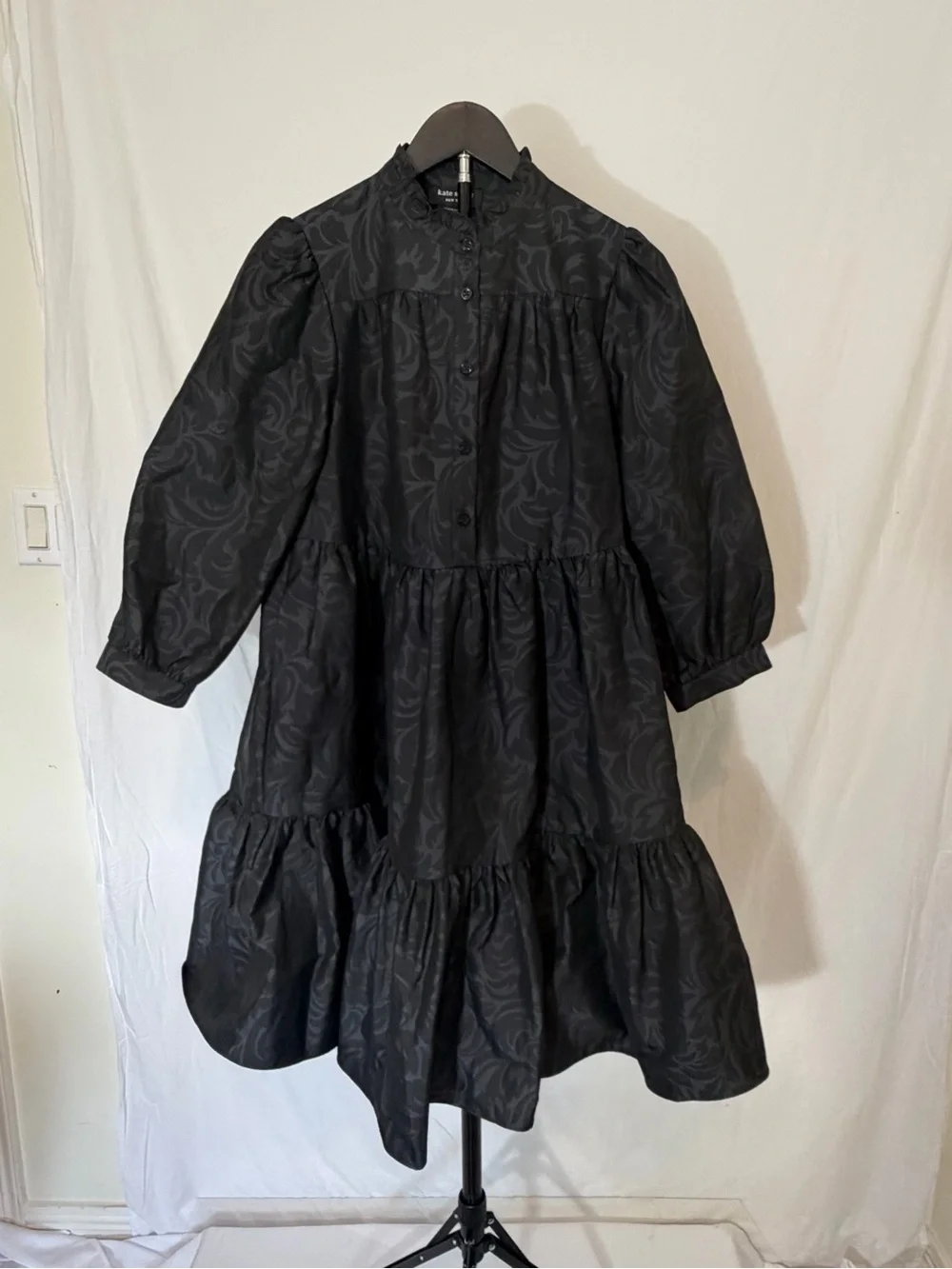 ✨ Kate Spade New York Flourish Swirl Tiered Taffeta Mini Dress Size Medium